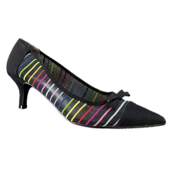 J.Renee Point Toe Rainbow Buffey JJ Mesh Kitten Heel - Picture 2 of 6
